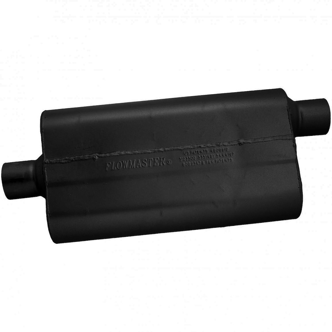 Flowmaster Exhaust Muffler, 50 Series ™ Delta Flow ®, 9-3/4 Inch Width X 4 Inch Height Aluminized Steel Case, Single 2-1/2 Inch Center Inlet – 942552
