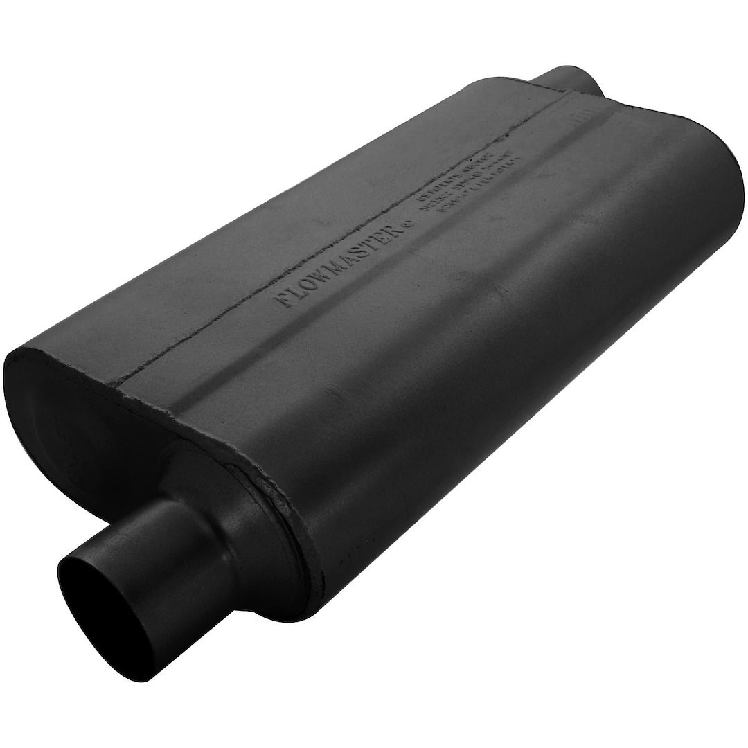 Flowmaster Exhaust Muffler, 50 Series ™ Delta Flow ®, 9-3/4 Inch Width X 4 Inch Height Aluminized Steel Case, Single 2-1/2 Inch Offset Inlet – 942553