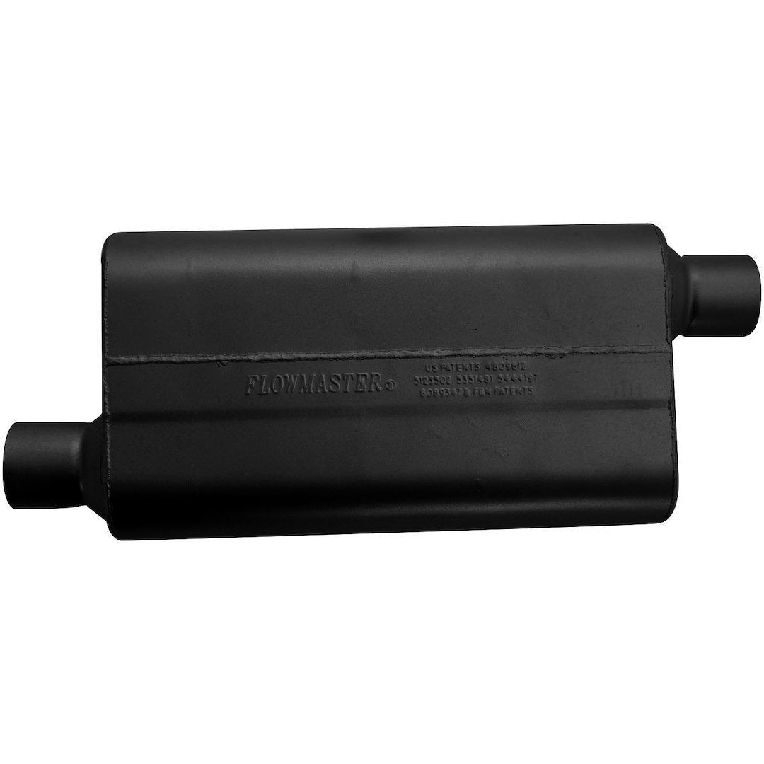 Flowmaster Exhaust Muffler, 50 Series ™ Delta Flow ®, 9-3/4 Inch Width X 4 Inch Height Aluminized Steel Case, Single 2-1/2 Inch Offset Inlet – 942553