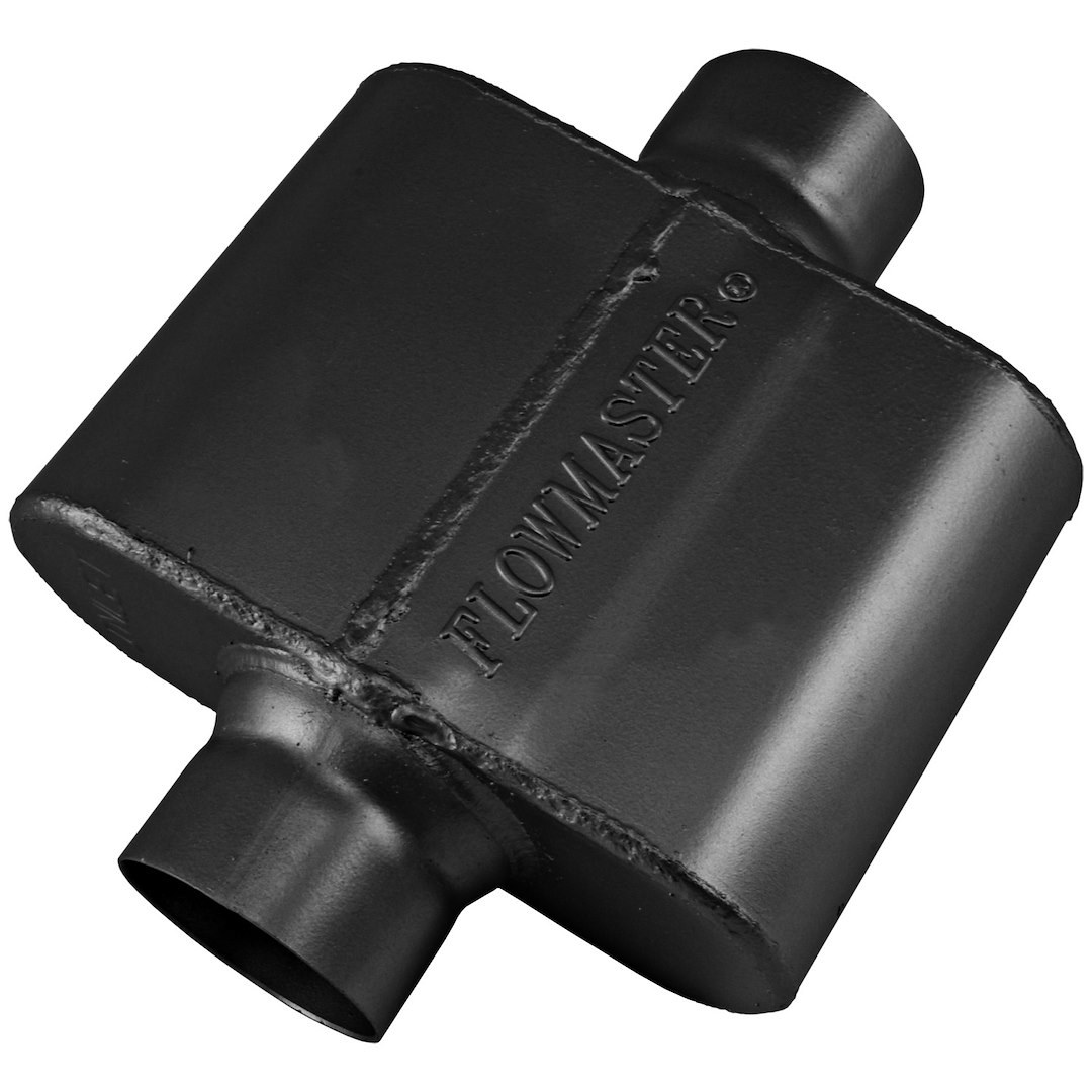 Flowmaster Exhaust Muffler, 10 Series ™ Delta Force ®, 9-3/4 Inch Width X 4 Inch Height Aluminized Steel Case, Single 3 Inch Center Inlet – 9430109