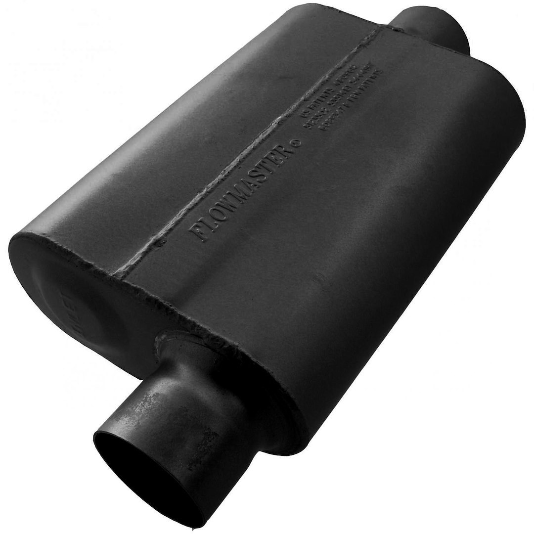Flowmaster Exhaust Muffler, 40 Series ™ Delta Flow ®, 9-3/4 Inch Width X 4 Inch Height Black Coated Aluminized Steel Case – 943041