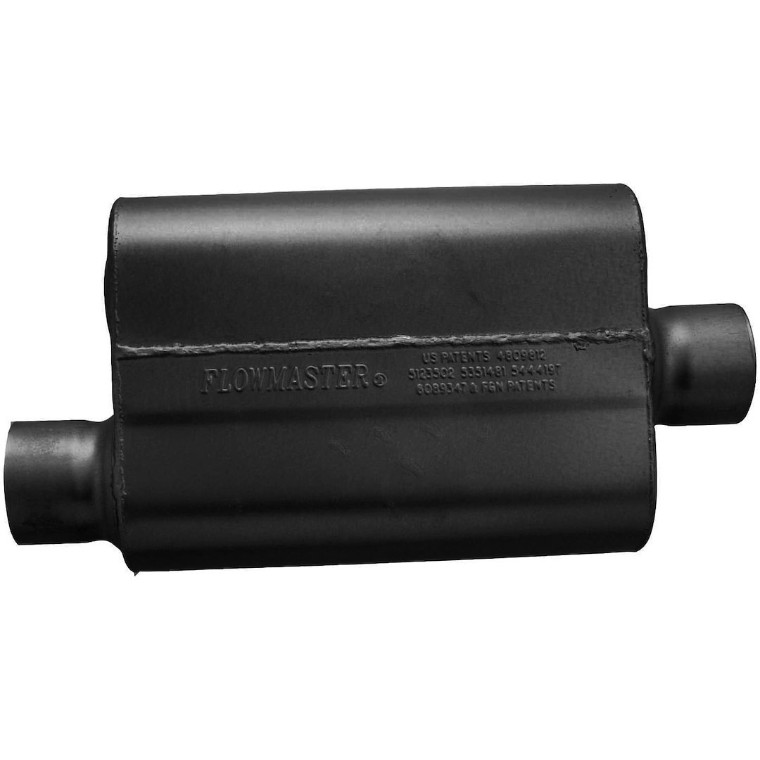 Flowmaster Exhaust Muffler, 40 Series ™ Delta Flow ®, 9-3/4 Inch Width X 4 Inch Height Black Coated Aluminized Steel Case – 943041