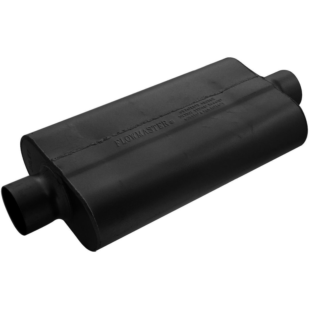 Flowmaster Exhaust Muffler, 50 Series ™ Delta Flow ®, 9-3/4 Inch Width X 4 Inch Height Aluminized Steel Case, Single 3 Inch Center Inlet – 943050