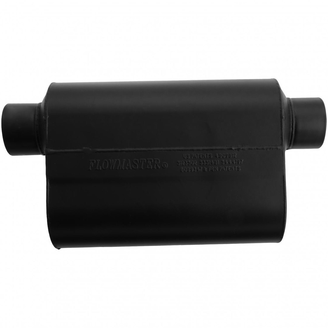 Flowmaster Exhaust Muffler, Super 40 ® Delta Flow ®, 10 Inch Width X 5 Inch Height Aluminized Steel Case, Single 3 Inch Offset Inlet – 953049