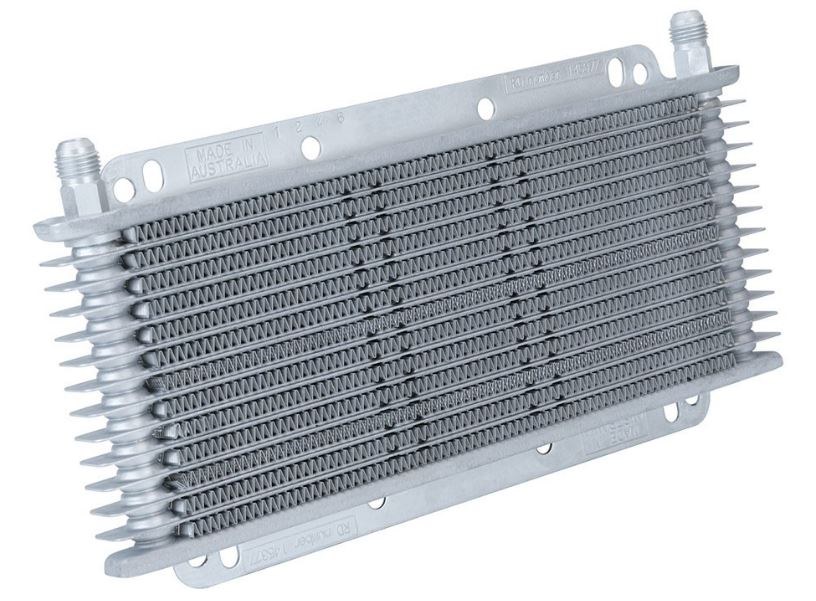 Flexalite Fluid Cooler, Transmission Fluid Cooler, 11 Inch Width X 3/4 Inch Depth X 6 Inch Height, 17 Row, 3/8 Inch Barbed Fittings – 113802