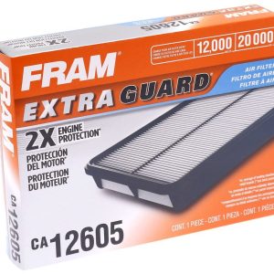 FRAM Air Filter, Extra Guard ®, Synthetic Media, Rectangular Shape, 1.653 Inch Height X 10.118 Inch Length X 7.874 Inch Width – CA12605