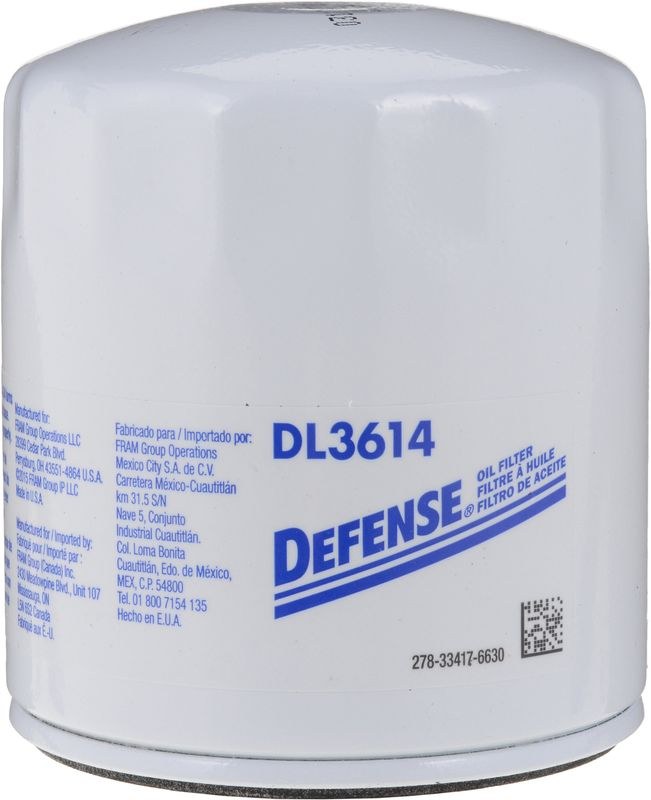 FRAM Oil Filter, Spin-On, 3.430 Inch Height, With Anti Drain Back Valve, With 12 PSI Bypass Valve, Bulk Pack – DL3614BP