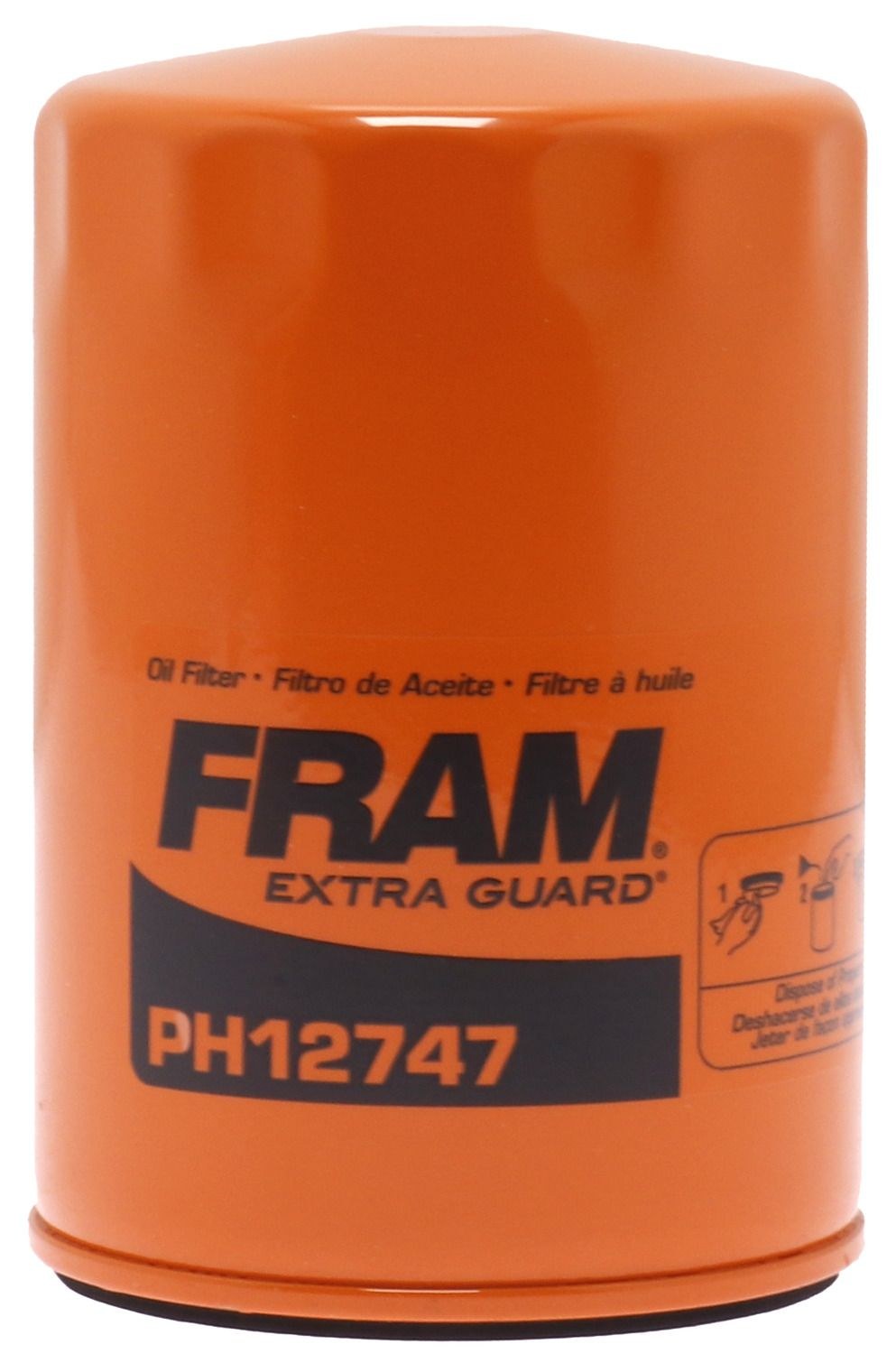 FRAM Oil Filter, Extra Guard®, Spin on Style, Cellulose/ Synthetic Filter Material, With Anti Drain Back Valve – FPH12747
