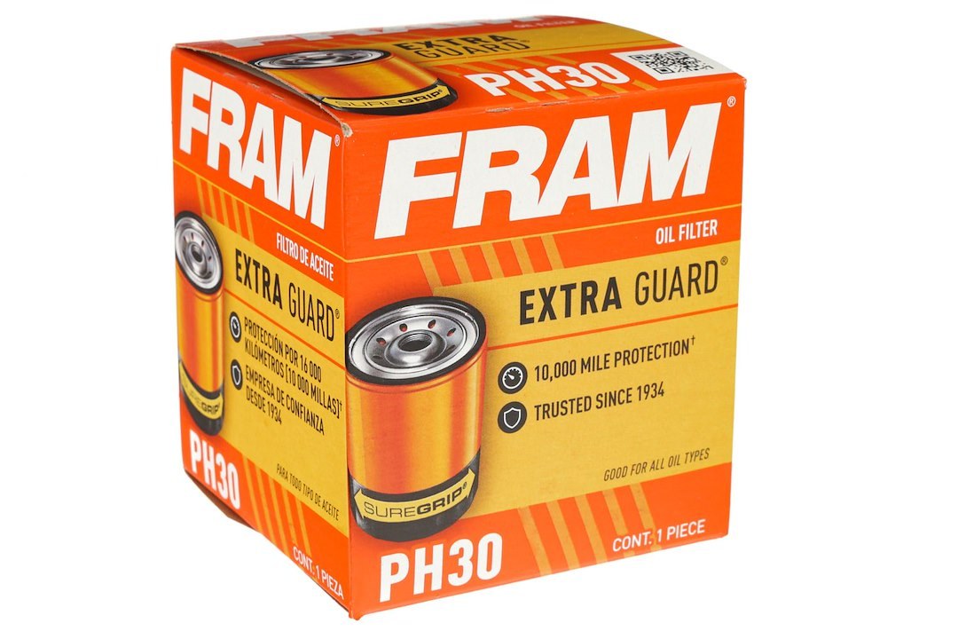 FRAM Oil Filter, Extra Guard®, Spin on Style, Cellulose/ Synthetic Filter Material, Without Anti Drain Back Valve, Without Bypass Valve – FPH30WM