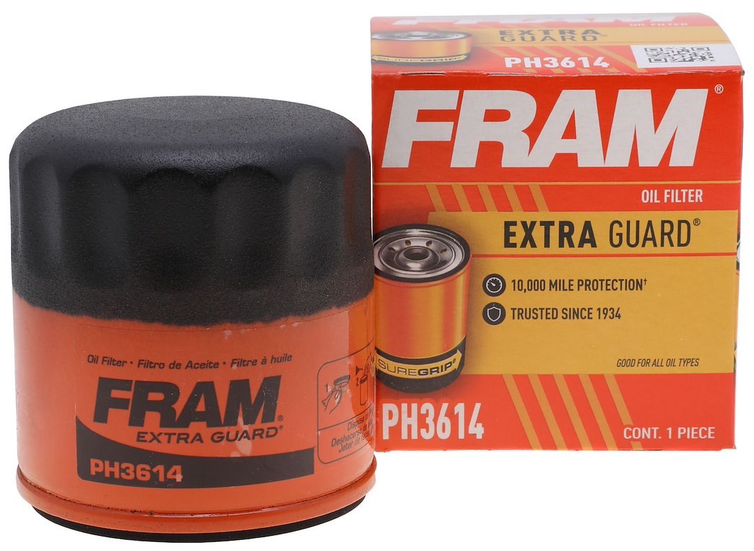 FRAM Oil Filter, Extra Guard®, Spin on Style, Cellulose/ Synthetic Filter Material, With Anti Drain Back Valve, With 12 PSI Bypass Valve – FPH3614WM