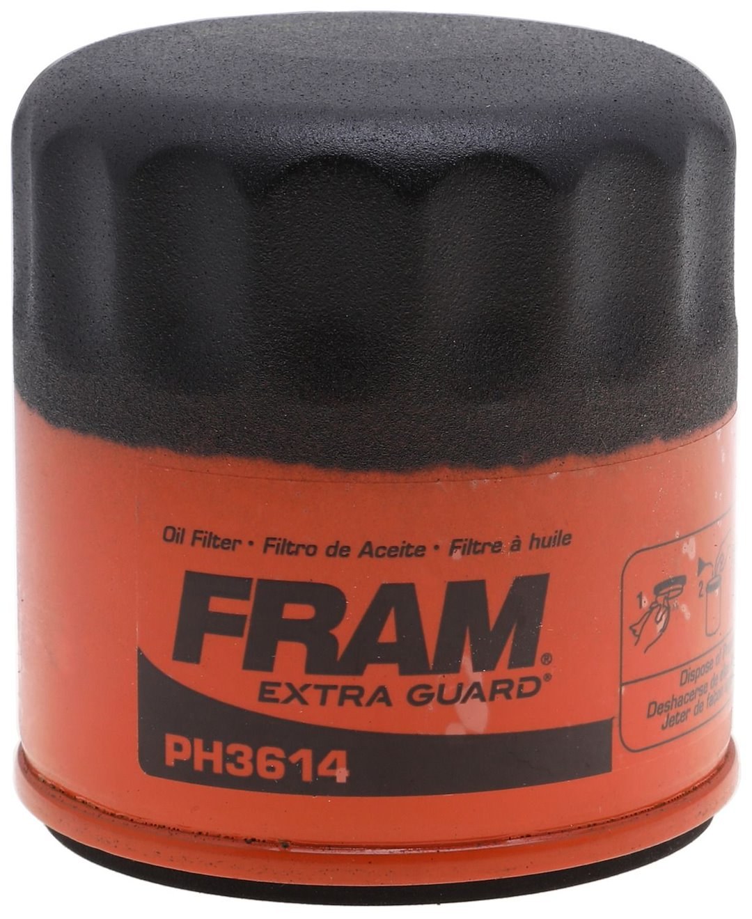 FRAM Oil Filter, Extra Guard®, Spin on Style, Cellulose/ Synthetic Filter Material, With Anti Drain Back Valve, With 12 PSI Bypass Valve – FPH3614WM