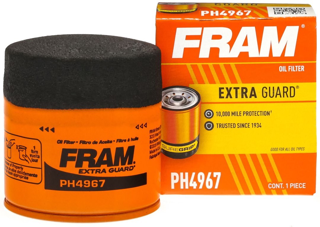 FRAM Oil Filter, Extra Guard®, Spin on Style, Cellulose/ Synthetic Filter Material, With Anti Drain Back Valve, With 12 PSI Bypass Valve – FPH4967WM