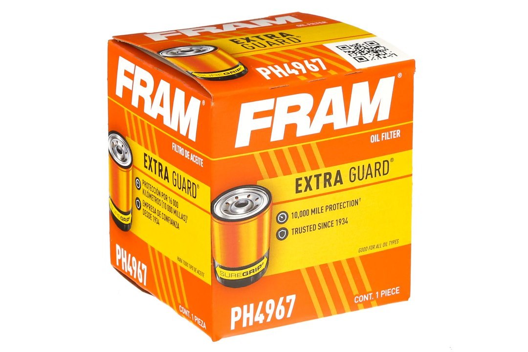 FRAM Oil Filter, Extra Guard®, Spin on Style, Cellulose/ Synthetic Filter Material, With Anti Drain Back Valve, With 12 PSI Bypass Valve – FPH4967WM