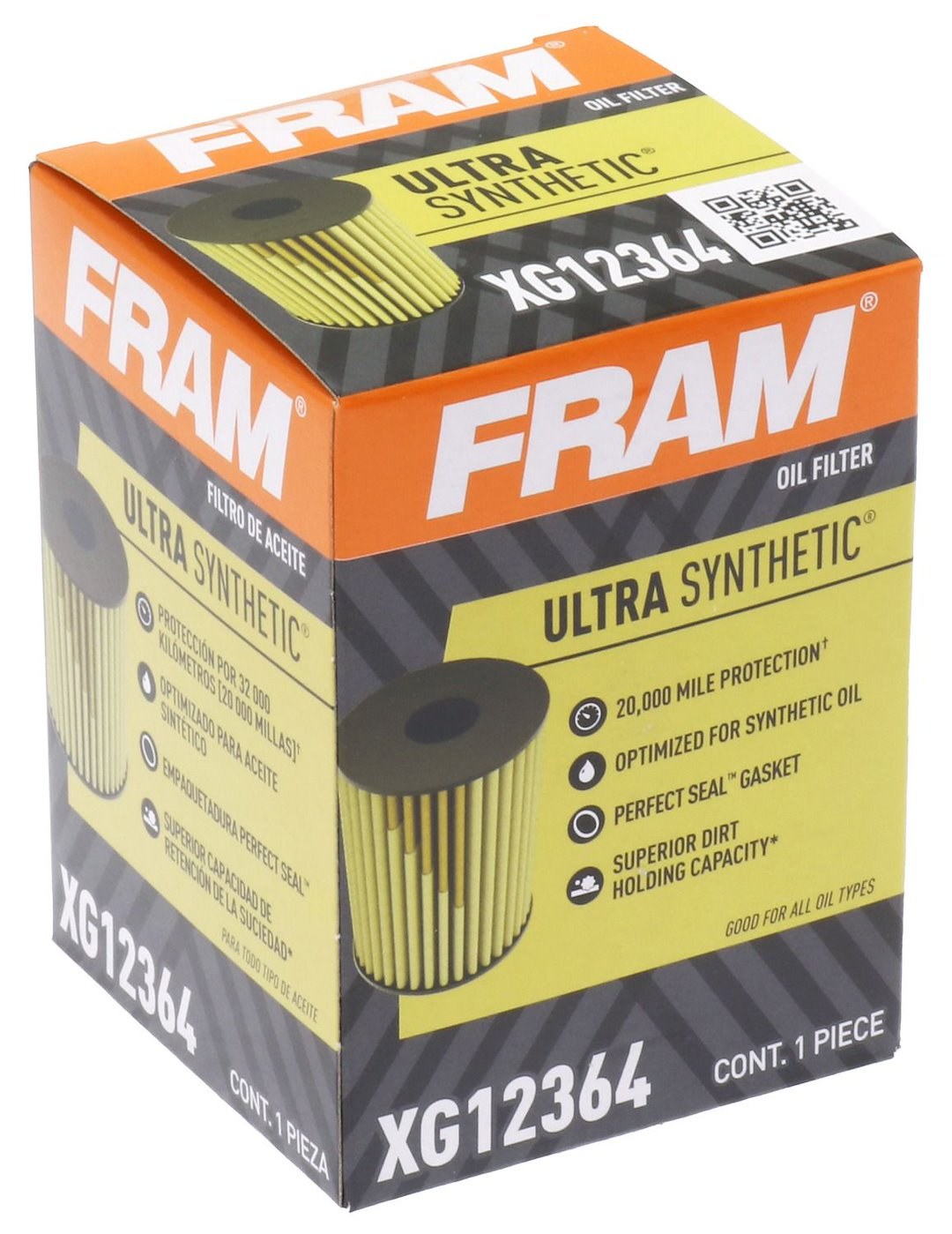 FRAM Oil Filter, Ultra Synthetic®, Cartridge Style, Synthetic Filter Material, Without Anti Drain Back Valve, Without Bypass Valve – FXG12364