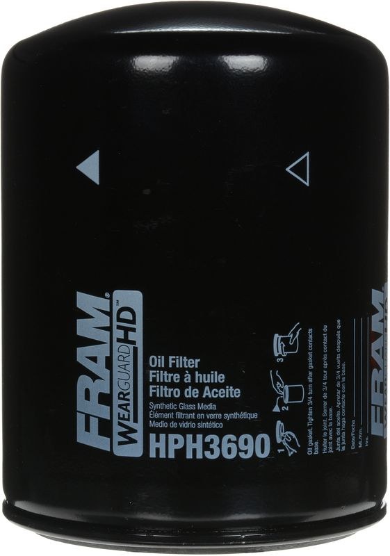 FRAM Oil Filter, Wearguard HD, Spin-On, Without Anti Drain Back Valve, 4.66 Inch Outside Diameter X 6.29 Inch Height – HPH3690FP