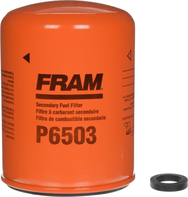 FRAM Fuel Filter, For Use with Heavy Duty Vehicles, Spin on, Enhanced Cellulose Media, 4.077 Inch Height, 6 to 8 Cfm Flow Rate – P6503