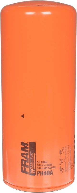 FRAM Oil Filter, Wearguard HD, Spin-On, Without Anti Drain Back Valve, 4.26 Inch Outside Diameter X 10.42 Inch Height – PH49A