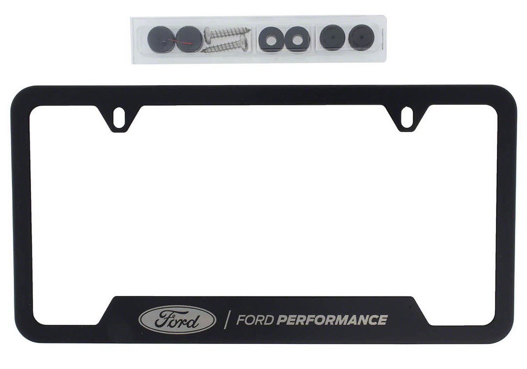 Ford License Plate Frame, With Ford Performance Logo, Without Lights, 304 Stainless Steel with Black Finish – M-1828-SS304BK