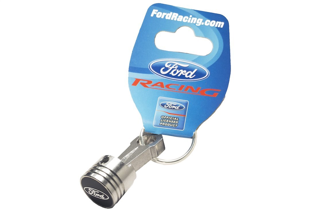Ford Key Chain, Piston and Rod, Chrome, Aluminum, Ford Oval Emblem on Piston Head – 302-700