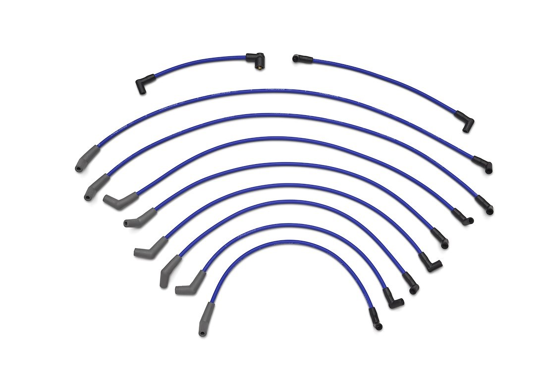 Ford Spark Plug Wire Set, Pre Assembled, Blue, 9 Millimeter, Silicone Insulation, 45 Degree Spark Plug Boots, Low Resistance – M-12259-C460