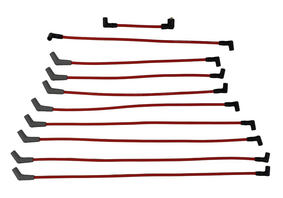 Ford Spark Plug Wire Set, Pre Assembled, Red, 9 Millimeter, Silicone Insulation, 45 Degree Spark Plug Boots, Low Resistance – M-12259-R301