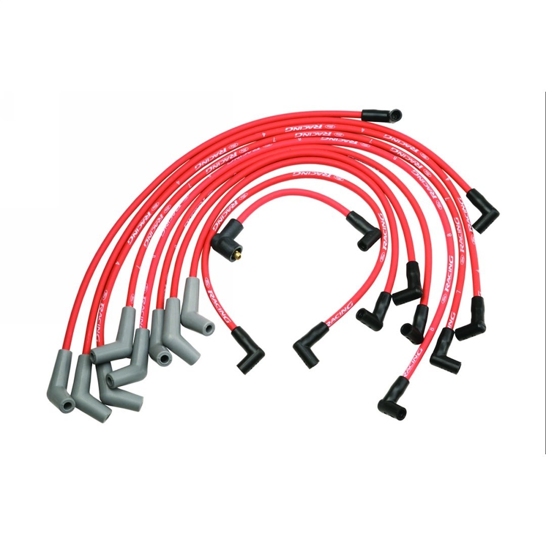 Ford Spark Plug Wire Set, Pre Assembled, Red, 9 Millimeter, Silicone Insulation, 45 Degree Spark Plug Boots, Low Resistance – M-12259-R301