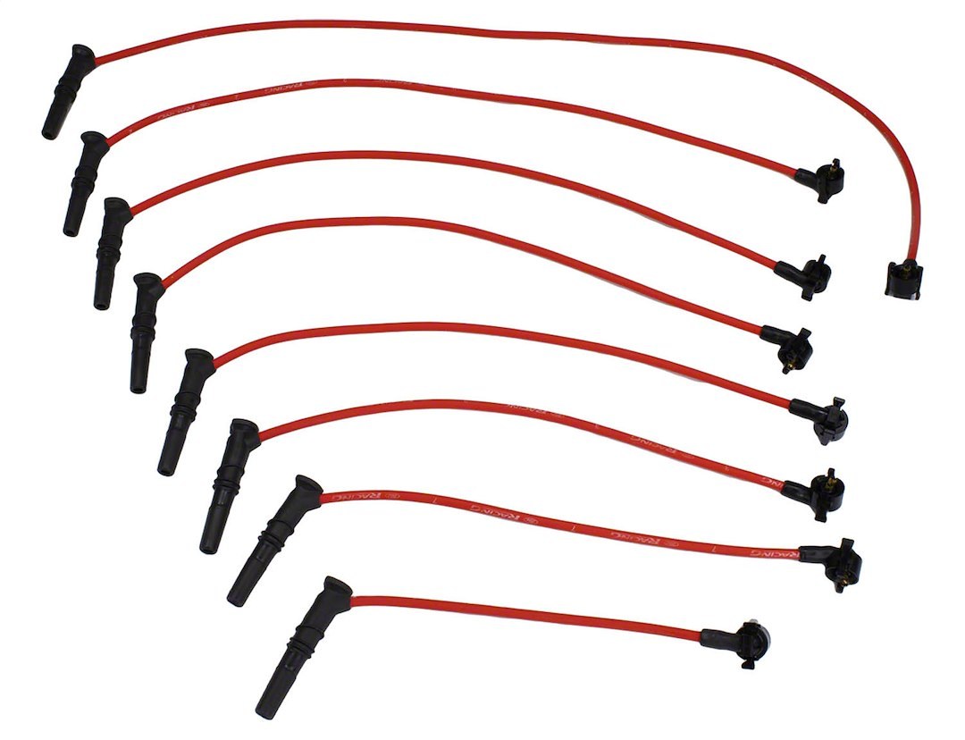 Ford Spark Plug Wire Set, Pre Assembled, Red, 9 Millimeter, Silicone Insulation, 45 Degree Spark Plug Boots, Low Resistance – M-12259-R462