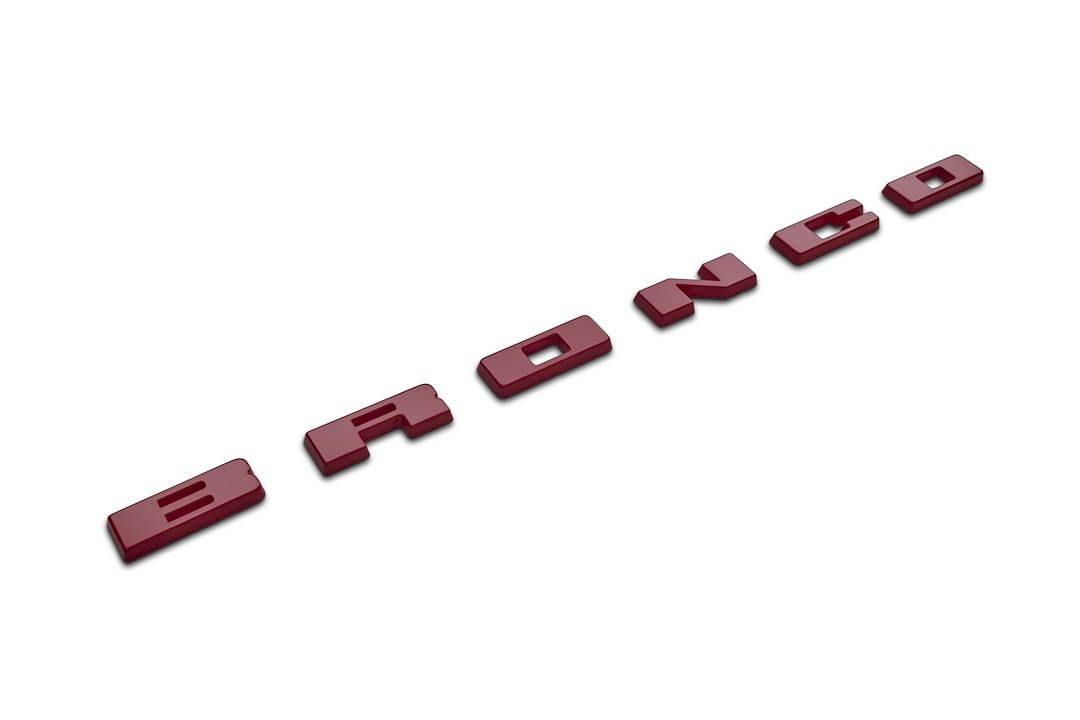 Ford Emblem, Bronco Letters, Grille, Red, With 3M Adhesive Backing – M-1447-BRD
