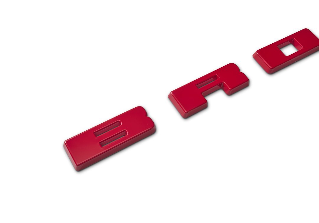 Ford Emblem, Bronco Letters, Grille, Red, With 3M Adhesive Backing – M-1447-BRD