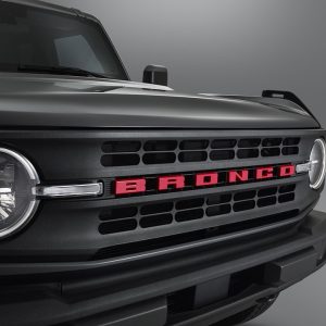 Ford Emblem, Bronco Letters, Grille, Red, With 3M Adhesive Backing – M-1447-BRD