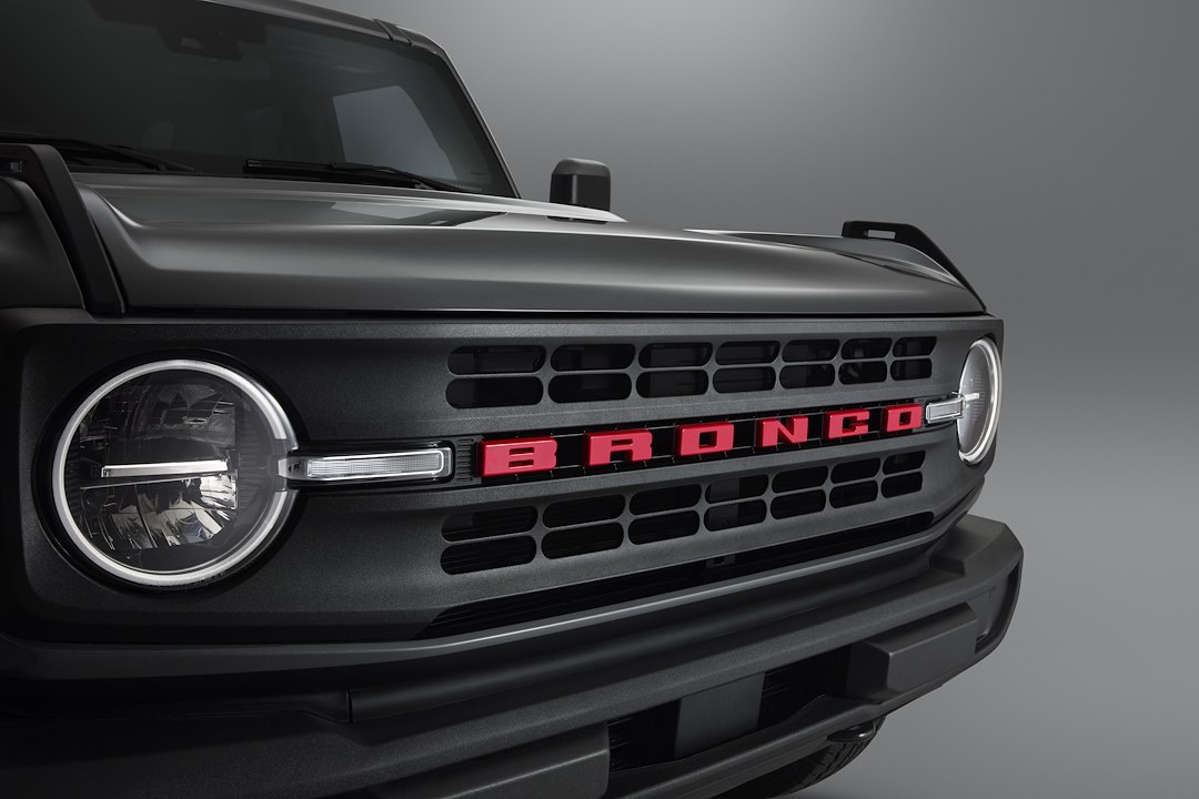 Ford Emblem, Bronco Letters, Grille, Red, With 3M Adhesive Backing – M-1447-BRD