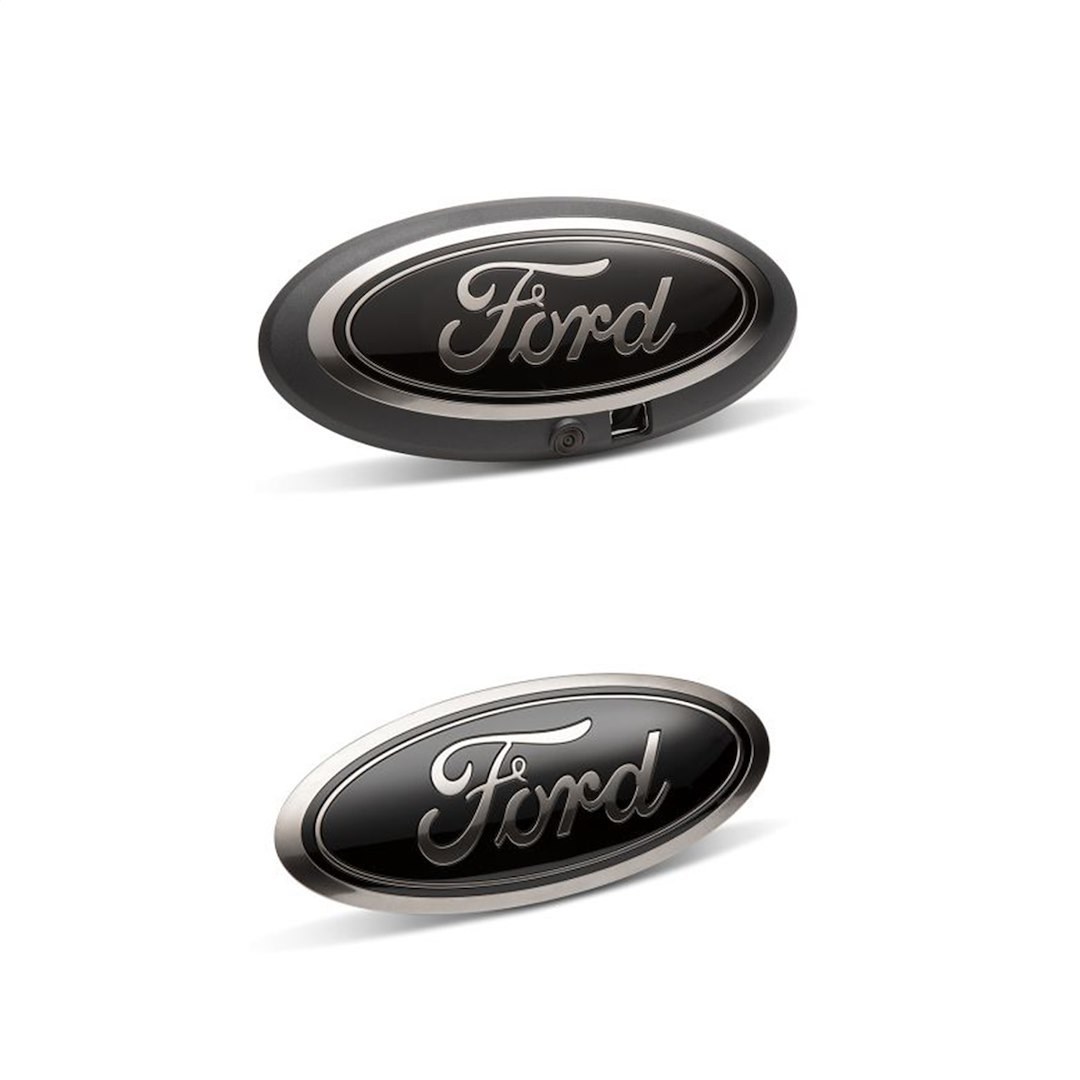 Ford Emblem, Ford Logo, Tailgate and Grille, Black, Oval, Smoked Chrome, Plastic, With Camera Provision, Set of 2 – M-1447-SDC