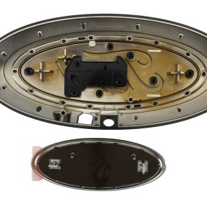 Ford Emblem, Ford Logo, Tailgate and Grille, Black, Oval, Smoked Chrome, Plastic, With Camera Provision, Set of 2 – M-1447-SDC