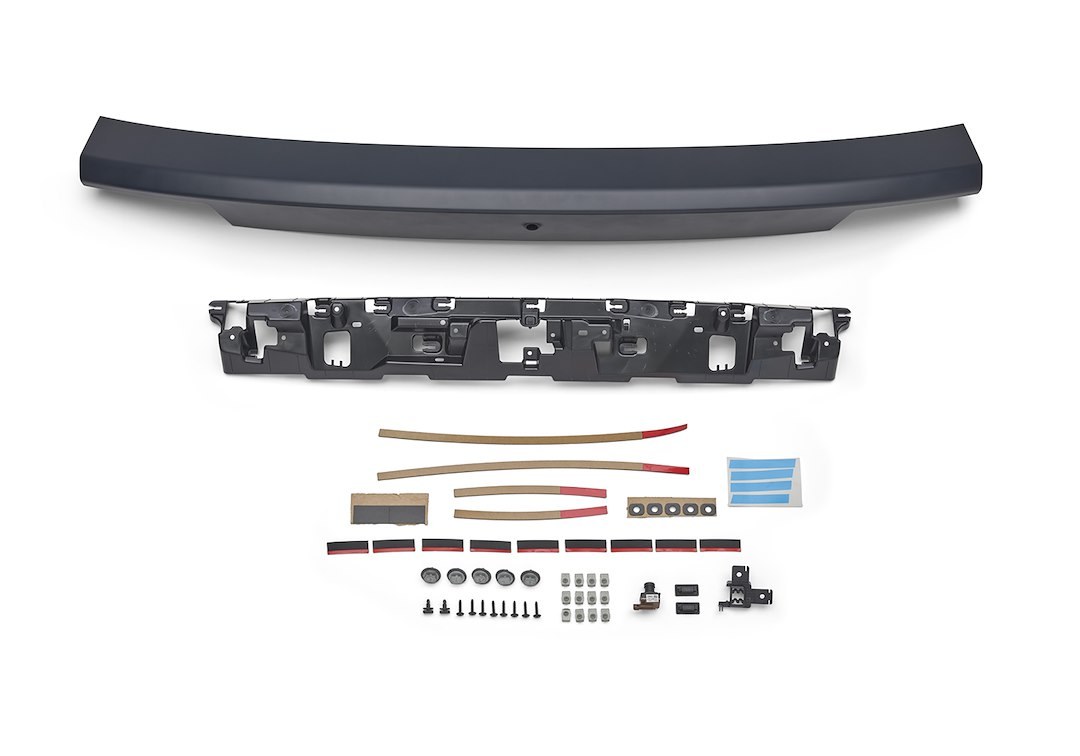 Ford Spoiler Delete, Primed, ABS Plastic, With Rear-View Camera Assembly/ Adhesive Kit/ Tub Clips/ Spoiler Module Hardware – M-16600-S65D