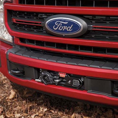 Ford Winch, Warn ®, Vehicle Mounted, Vehicle Recovery Winch, 12 Volt, 12000 Pound Pull Capacity, 70 Foot Synthetic Line, Hawse Fairlead – M-1821-TW