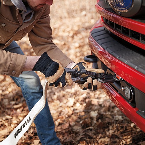 Ford Winch, Warn ®, Vehicle Mounted, Vehicle Recovery Winch, 12 Volt, 12000 Pound Pull Capacity, 70 Foot Synthetic Line, Hawse Fairlead – M-1821-TW