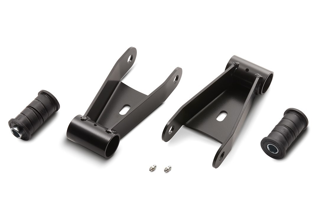 Ford Lowering Kit, 1-1/2 Inch Rear Drop, Black, Without Shocks, With Laser Cut Lowering Shackles/ Polyurethane Bushings – M-3000-HB