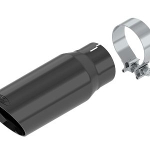 Ford Exhaust Tail Pipe Tip, 3-1/4 Inch Clamp on Inlet, 4 Inch Outlet, Stainless Steel, Round, Slant Cut, Double Wall Edge – M-5260-BCT1