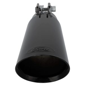 Ford Exhaust Tail Pipe Tip, 3-1/4 Inch Clamp on Inlet, 4 Inch Outlet, Stainless Steel, Round, Slant Cut, Double Wall Edge – M-5260-BCT1