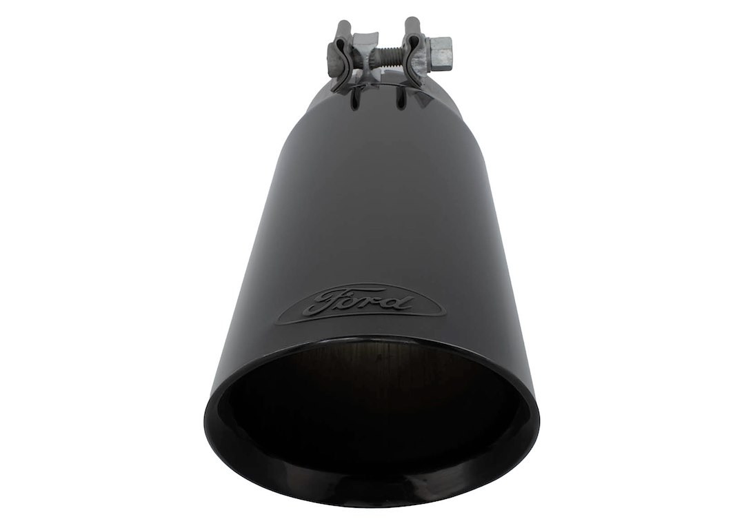 Ford Exhaust Tail Pipe Tip, 3-1/4 Inch Clamp on Inlet, 4 Inch Outlet, Stainless Steel, Round, Slant Cut, Double Wall Edge – M-5260-BCT1