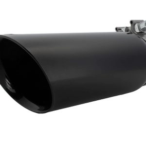 Ford Exhaust Tail Pipe Tip, 3-1/4 Inch Clamp on Inlet, 4 Inch Outlet, Stainless Steel, Round, Slant Cut, Double Wall Edge – M-5260-BCT1
