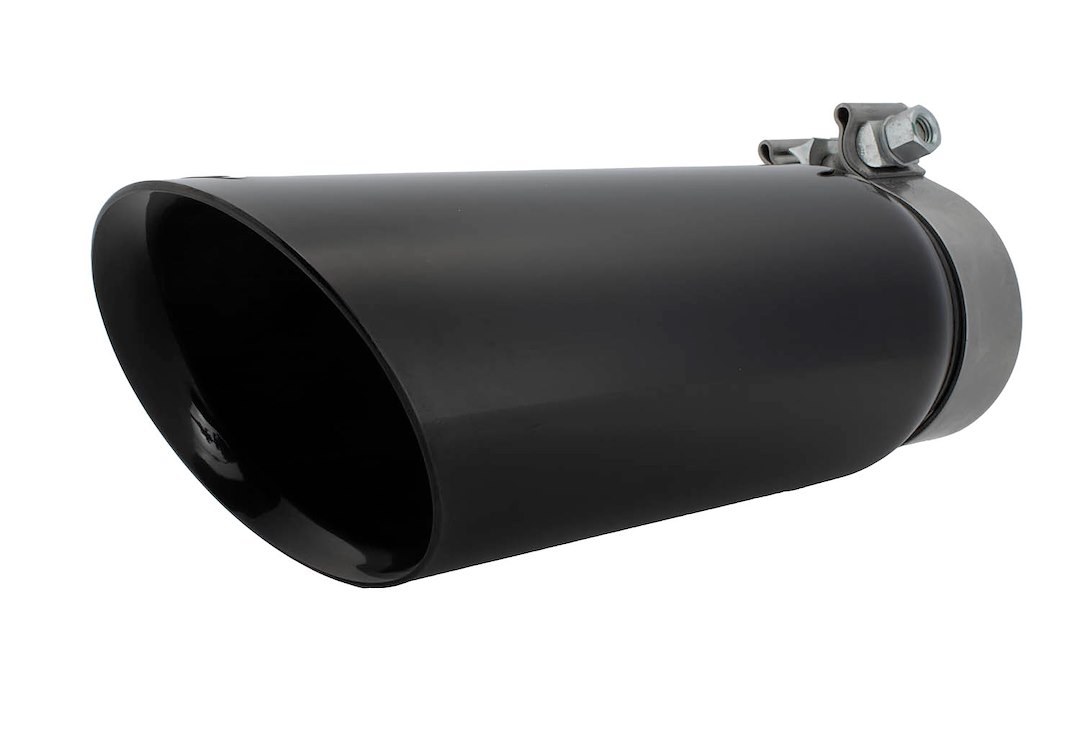 Ford Exhaust Tail Pipe Tip, 3-1/4 Inch Clamp on Inlet, 4 Inch Outlet, Stainless Steel, Round, Slant Cut, Double Wall Edge – M-5260-BCT1