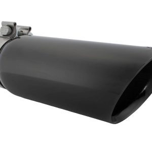 Ford Exhaust Tail Pipe Tip, 3-1/4 Inch Clamp on Inlet, 4 Inch Outlet, Stainless Steel, Round, Slant Cut, Double Wall Edge – M-5260-BCT1