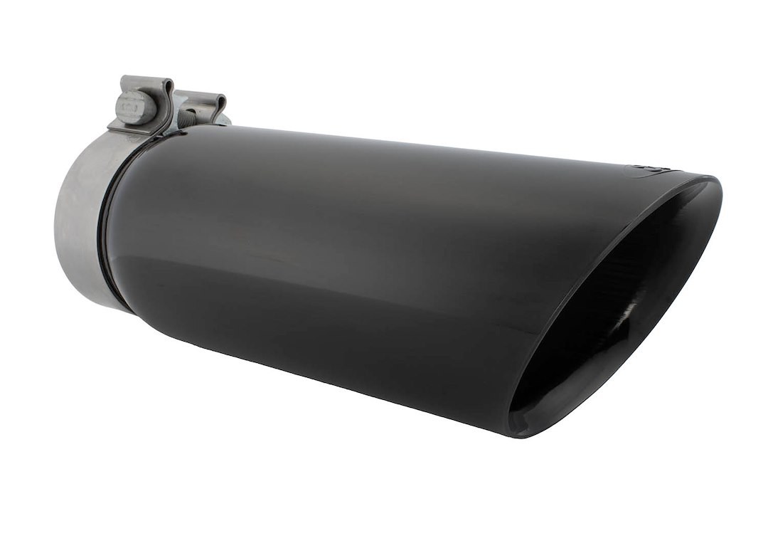 Ford Exhaust Tail Pipe Tip, 3-1/4 Inch Clamp on Inlet, 4 Inch Outlet, Stainless Steel, Round, Slant Cut, Double Wall Edge – M-5260-BCT1