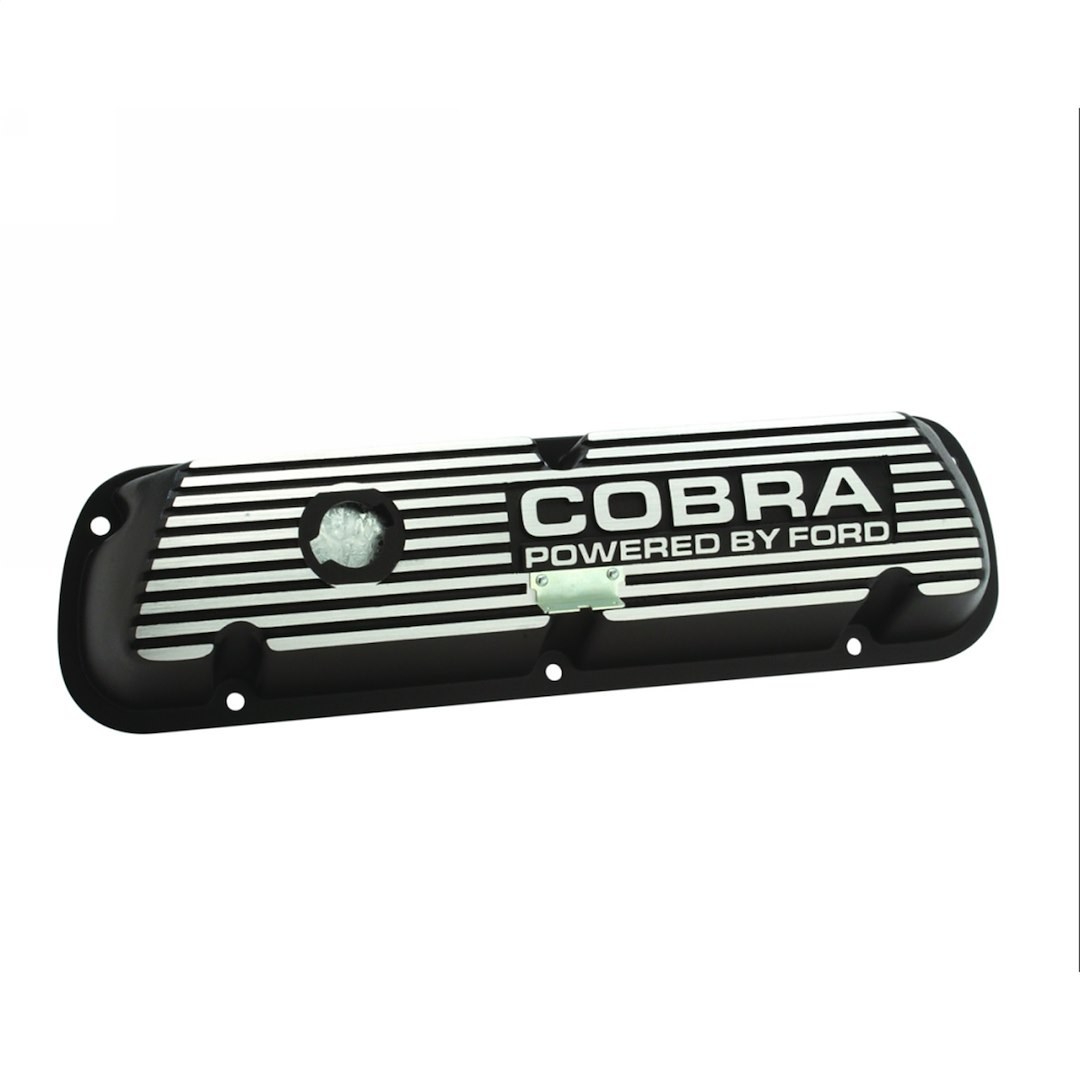 Ford Valve Cover, With Oil Fill Hole, Without Breather, With Baffle, Cobra Logo, Black Satin, Die Cast Aluminumset of 2 – M-6582-A