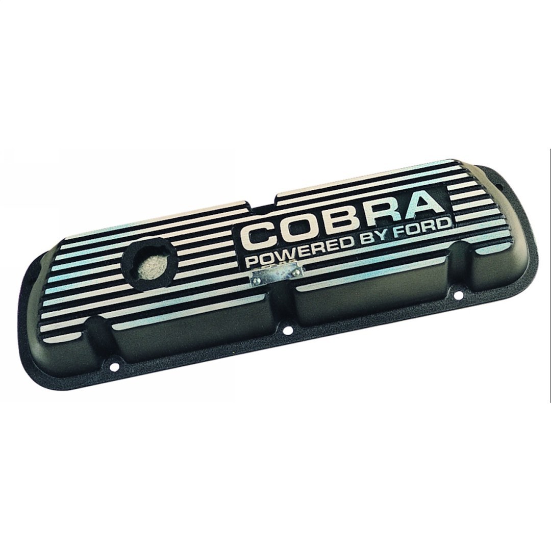 Ford Valve Cover, With Oil Fill Hole, Without Breather, With Baffle, Cobra Logo, Black Satin, Die Cast Aluminumset of 2 – M-6582-A