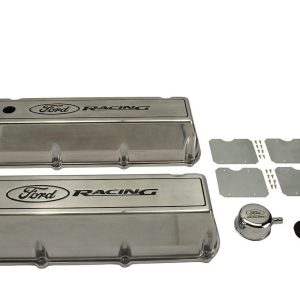 Ford Valve Cover, With Oil Fill Hole, Without Breather, With Baffle, Ford Racing Logo, Polished, Die Cast Aluminumset of 2 – M-6582-C460