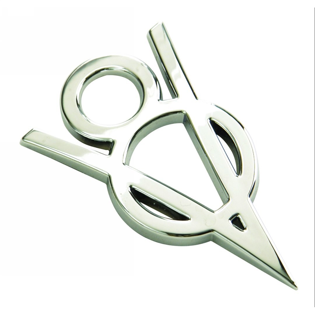 Ford Emblem, Vintage V8 Logo, Chrome, Plastic, Not for Sale on Pollution Control Vehicles – M-7843-V8