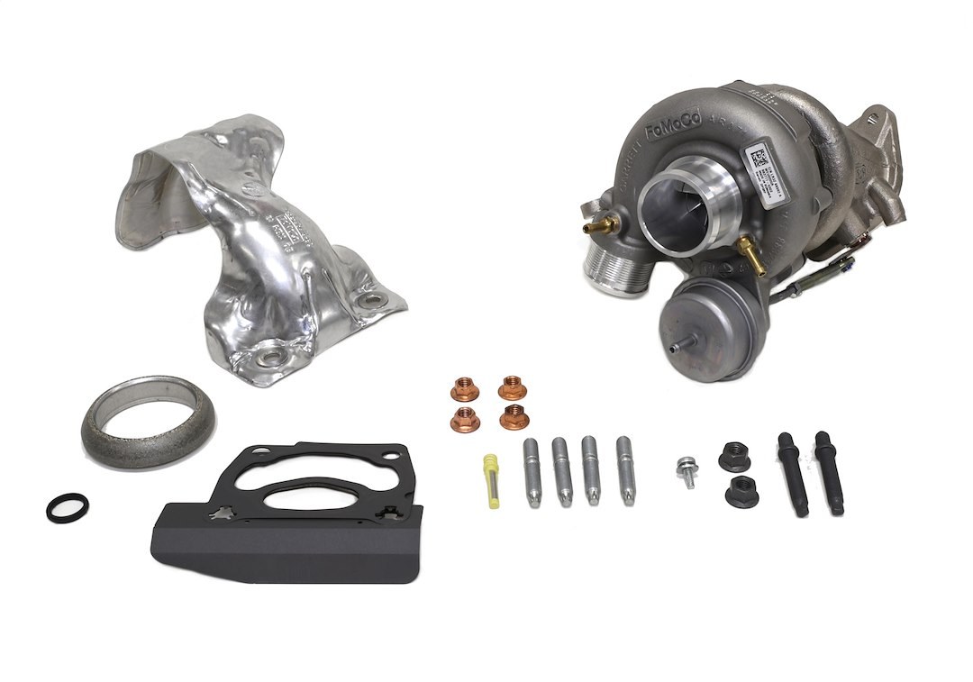 Ford Turbocharger Kit, Single Turbo, Internal Wastegate, 60 Millimeter to 63 Millimeter Compressor Wheel, 50 Millimeter Turbine Wheel – M-9348-23T