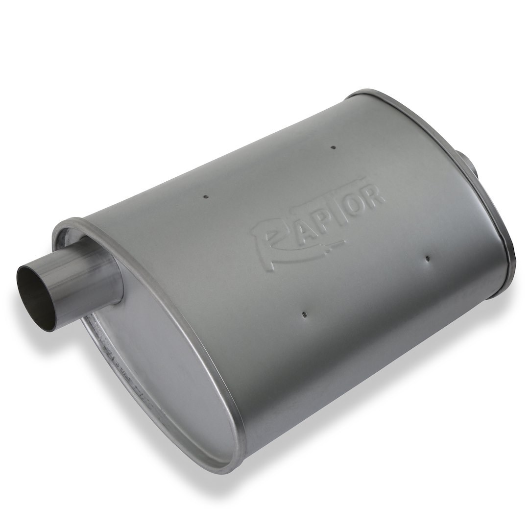 Flow Tech Exhaust Muffler, Raptor ™, 10 Inch Width X 4-1/2 Inch Height Aluminized Steel Case, Single 2 Inch Center Inlet – 50050FLT